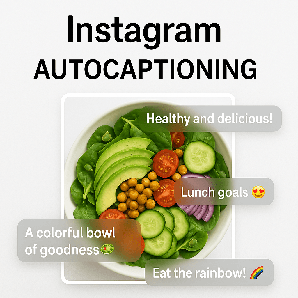 AI generating an Instagram caption next to a sample post