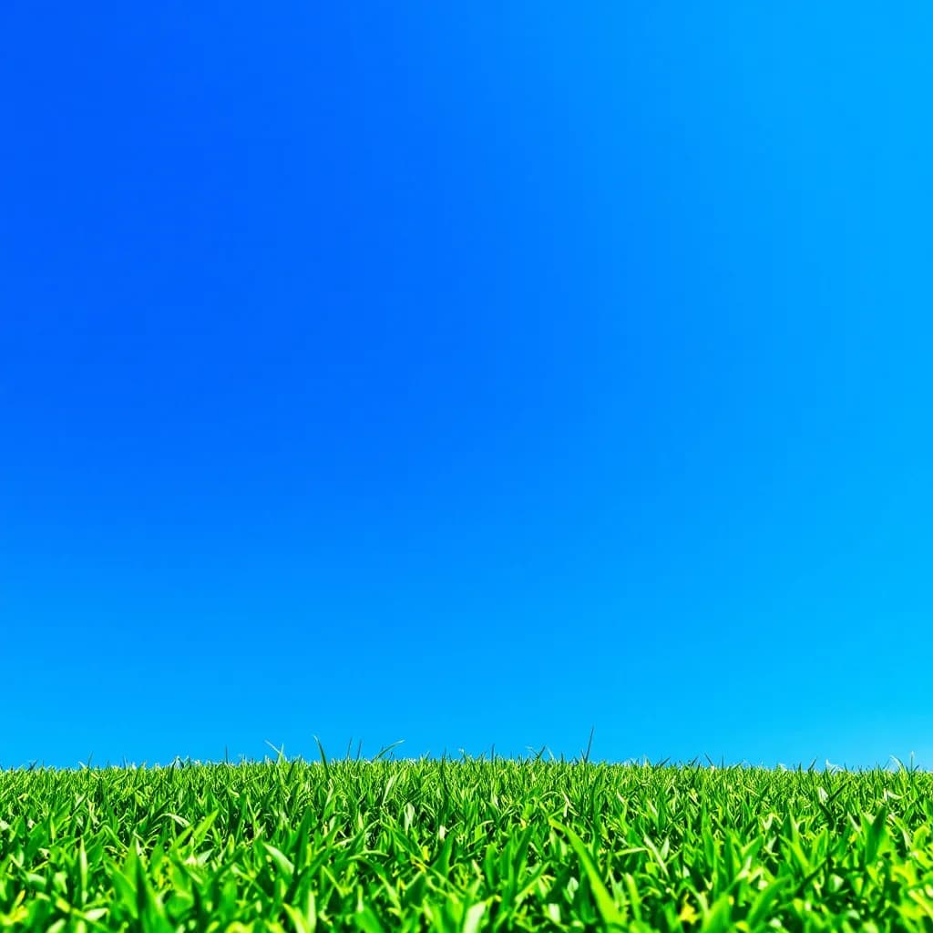 Lush green lawn under a blue sky