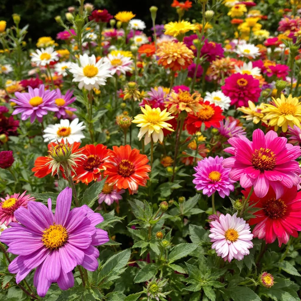 Colorful garden flowers in bloom