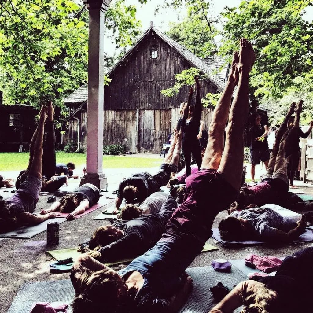 Group enjoying outdoor yoga