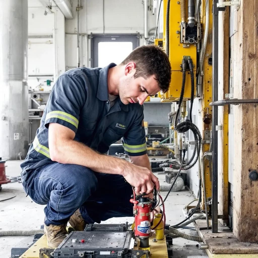 Trainee technician learning on-site