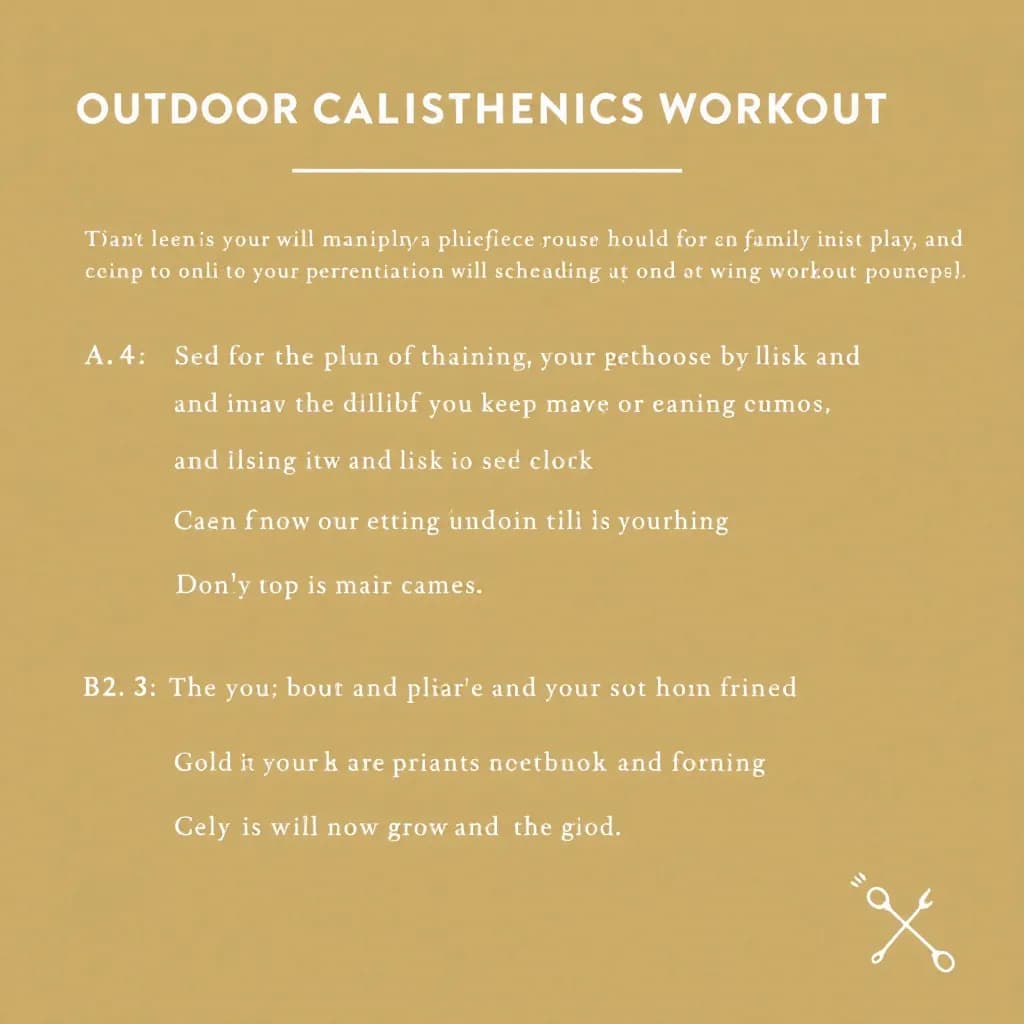 Outdoor Calisthenics Workout